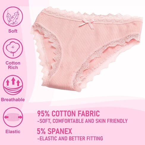Falari Women's Underwear Set, Lace Thong and Bikini Panties Brief Cotton Breathable Comfort Undies, 5 Pack in Saudi Arabia
