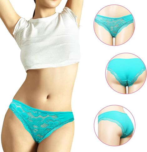 Falari Women's Underwear Set, Lace Thong and Bikini Panties Brief Cotton Breathable Comfort Undies, 5 Pack in Saudi Arabia
