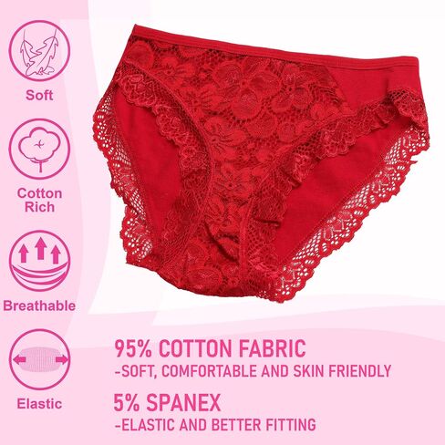 Falari Women's Underwear Set, Lace Thong and Bikini Panties Brief Cotton Breathable Comfort Undies, 5 Pack in Saudi Arabia