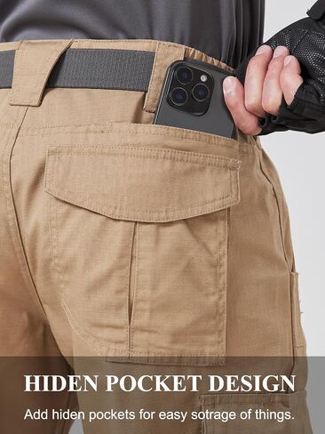 Mens Work Pants Cargo Tactical Construction for Men Ripstop Waterproof Lightweight Outdoor Hiking with Pockets in Kuwait