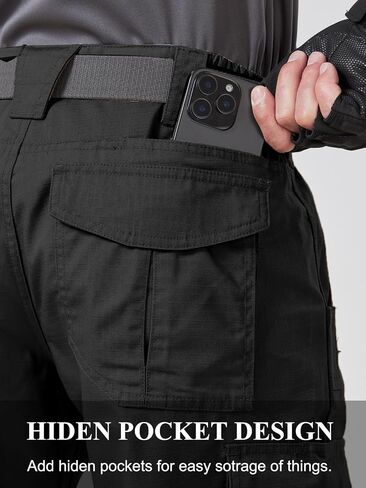 Mens Work Pants Cargo Tactical Construction for Men Ripstop Waterproof Lightweight Outdoor Hiking with Pockets in Kuwait