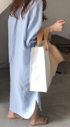 GGUHHU Womens Chic Button Down Rolled-Up Sleeve Long Cotton Blouse Maxi Dress in Saudi Arabia