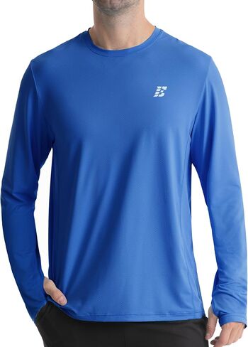 Mens UPF 50+ Sun Protection Shirts, UV Long Sleeve Swim Rash Guard for Hiking Running Fishing Quick Dry Lightweight in Saudi Arabia