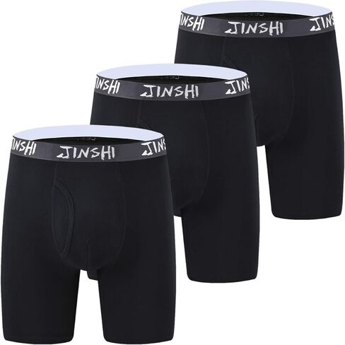 JINSHI Men's Underwear Boxer Briefs Long Leg Underpants 3Pack Soft Comfy in Saudi Arabia