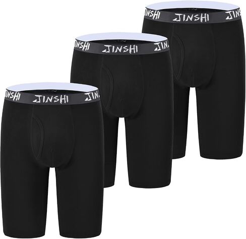 JINSHI Men's Underwear Boxer Briefs Long Leg Underpants 3Pack Soft Comfy in Saudi Arabia
