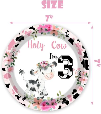 80pcs Holy Cow I'm 1/2 Girls Birthday Decorations Moo Moo I'm Half Way To First Paper Plates Napkins Forks Dinnerware for Farm Animals Cow Themed Girls 6 Months Baby Shower Bday Party Supplies in Kuwait