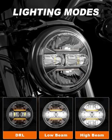 AUDEXEN 5.75" LED Headlight for Harley, Amber Signals & White DRL Round 5.75 Inch Motorcycle Headlight Compatible with Dyna Sportster Softail Iron 883 Street Bob Street Rod Super Wide Glide, Chrome in Saudi Arabia