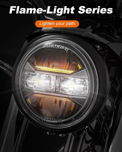 AUDEXEN 5.75" LED Headlight for Harley, Amber Signals & White DRL Round 5.75 Inch Motorcycle Headlight Compatible with Dyna Sportster Softail Iron 883 Street Bob Street Rod Super Wide Glide, Chrome in Saudi Arabia