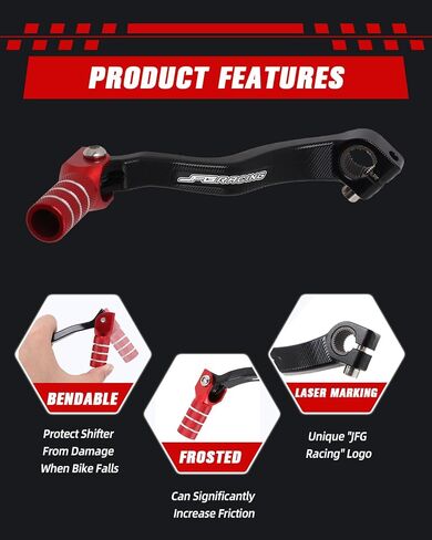 JFG RACING Dirt Bike Gear Shifter Lever Foldable Shift Pedal for CRF150F 2003-2009/2012-2017, CRF230F 2003-2009/2012-2017/2019, CRF150L 2018-2021, XR150L 2023-2024 and More Dirt Bike, RED in Saudi Arabia