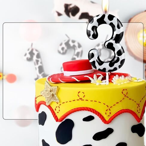 Number 1 Candles 1st Birthday Candles Cow Black Happy Birthday Candle Premium Wax & Metallic Design Cow Themed Cake Topper Decorations for Birthday Party Anniversary Celebration Supplies in Saudi Arabia
