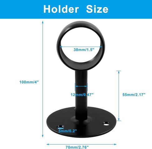 Biaungdo 2 بوصة قضبان الستار قضبان سقف ، حامل شفة من الفولاذ المقاوم للصدأ مع طقم المسمار المرساة ، 4pcs - أسود in Kuwait