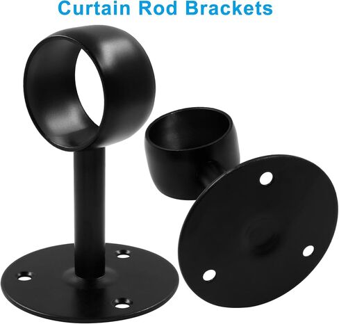 Biaungdo 2 بوصة قضبان الستار قضبان سقف ، حامل شفة من الفولاذ المقاوم للصدأ مع طقم المسمار المرساة ، 4pcs - أسود in Kuwait