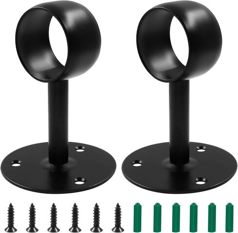 Biaungdo 2 بوصة قضبان الستار قضبان سقف ، حامل شفة من الفولاذ المقاوم للصدأ مع طقم المسمار المرساة ، 4pcs - أسود in Kuwait