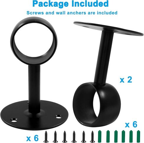 Biaungdo 2 بوصة قضبان الستار قضبان سقف ، حامل شفة من الفولاذ المقاوم للصدأ مع طقم المسمار المرساة ، 4pcs - أسود in Kuwait