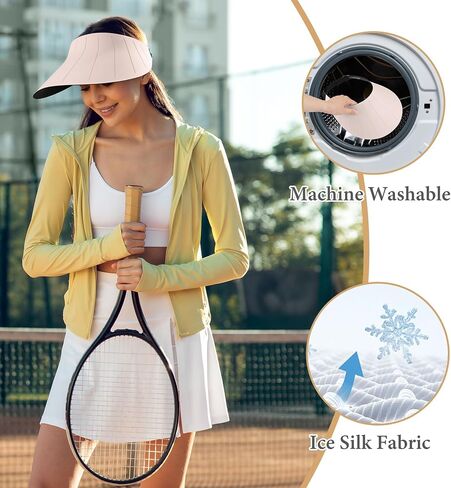 Sun Visor Hat for Women Men Wide Brim UPF50+ Packable Seamless Beach Hats Adjustable Ponytail Sun Hats for Outdoor in Saudi Arabia