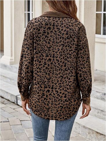 SOLY HUX Women's Leopard Print Jacket Button Down Long Sleeve Shacket Fall Jacket Outerwear in Saudi Arabia