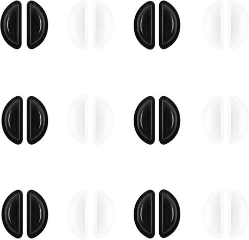 12 Pairs Soft Silicone Adhesive Eyeglass Nose Pads Non Slip with 3.5 Mm/ 0.4 Inch Thickness Air Bag for All Type Full Plastic Frames, Sunglasses, Reading Glasses (Black) in Saudi Arabia