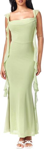 CIDER Formal Dresses for Women Wedding Guest Dresses Summer Maxi Dress Sleeveless Mesh Ruffle Cocktail Bodycon Dress 2025 in Saudi Arabia