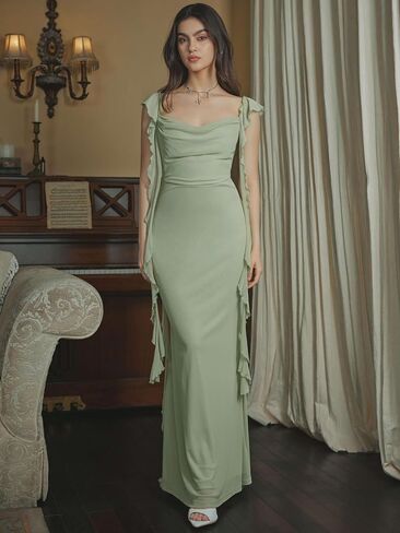 CIDER Formal Dresses for Women Wedding Guest Dresses Summer Maxi Dress Sleeveless Mesh Ruffle Cocktail Bodycon Dress 2025 in Saudi Arabia