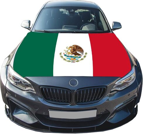 Mexico Flag Car Hood Cover Stretch Polyester Protector 4X5 Ft Automotive Hood Covers for Saloon SUV Pickup Trucks in Saudi Arabia