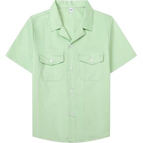 SANGTREE Mens and Boys Casual Short Sleeve Button Down Shirts with Two Pockets, US 12 Months - Adult 2XL