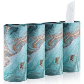 SINGARO Car Tissue Holder, 4 Pack Car Cup Holder Facial Tissues with Travel Tissue Bag, Quick and Convenient Flower Combination Box(4 Canisters/200 Tissues) Purple