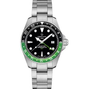 Certina ، Mens ، DS Action GMT 41mm ، الفولاذ المقاوم للصدأ ، 80 أوتوماتيكي ، ساعة ، أسود ، أخضر ، من الفولاذ المقاوم للصدأ ، C0329292605100