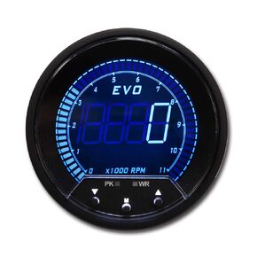 Motor Meter Racing Series Evo Series 85mm 3-3/8 "مقياس سرعة الدوران الرقمي 11000 دورة في الدقيقة اللون الأزرق الأحمر الأبيض