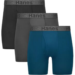 Hanes Men's Stay Dry Pouch, Performance Stretch Boxer Brief with Leak Protection, 3-Pack