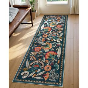 Egypt Floral Washable Bathroom Runner Rug for Kitchen Floor,2x8 Boho Rug Runners for Hallways Entryway,Vintage Non Slip Soft Throw Carpet for Laundry Room Entrance (Beige,2'6''x8')