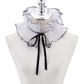 1Pc Vintage Organza Ruffled Collar Renaissance ruff collar Ruffled Detachable Collar Clown Costume Accessories