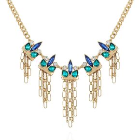 تخمين Goldtone Saphire Clatered Stone Stone Necklace