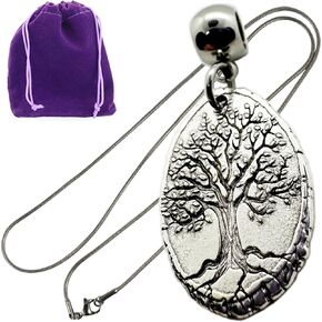 Dave the Bunny Tree of Life Necklace مع سلسلة ثعبان من الفولاذ المقاوم للصدأ وسحر سبيكة معدنية ، مجوهرات شجرة عائلة أنيقة للنساء ، ملحق متين وأنيق ، مثالي لأي مناسبة