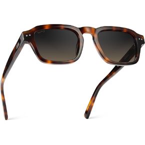 WMP Eyewear - Men's Polarized Sunglasses: Narrow Geometric Frame, Rectangular Lenses, Round Rivets, Injected Metal Core