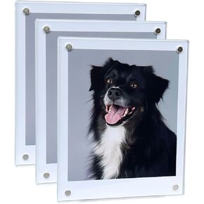 Polaroid 3.5x4.25" Magnetic Picture Frame, Fridge Magnet Photo Frame for Polaroid Now i-Type/600/SX-70/OneStep+/Instax Wide 300/200/210 Films, Polaroid Frame [3 Pack], Clear