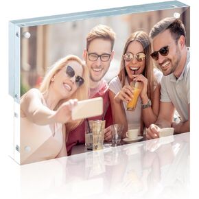 33Pcs Holiday Stickers, Acrylic Photo Frame 5x7, Clear Acrylic Magnetic Picture Frames, Double-Sided DIY Display Frame Gift for Mother's Day/Weddings/Home Decor，Standing Picture Frame UV Protection(16mm Thick)