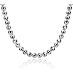 LZD Sterling Silver Netclace Hollow Beads Balls 20 Ing 8mm Clasp Clasp B20