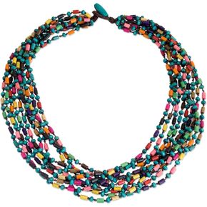 قلادة Torsade الخشبية الخشبية Novica ملونة مجوهرات بالخرز upcycled تايلاند Eco الودية 'siam belle'