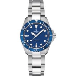 Certina, Womens, DS Action Lady 34.5mm, Stainless Steel, Swiss Automatic, Watch, Blue, Stainless Steel, 18, (C0320071104100)