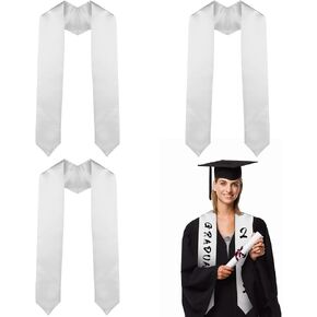 سرق التخرج للجنسين تخرجًا عاديًا SASH 2024 سرق الشرف لحفل المدرسة/الكنيسة 60 "(White-3 Pack)