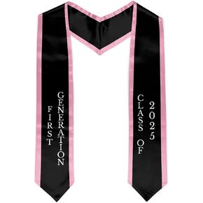 First Generation Graduation Stole 72'' Class of 2025 Graduation Sash for Graduation Gift (Black&Pink)