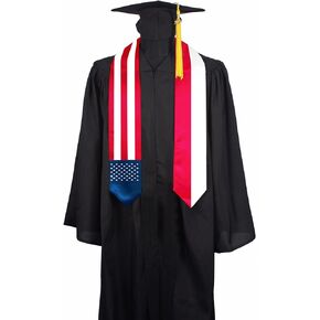 Indonesia National & USA Flag Graduation Stole Sash Scarf Double Sided International Student Graduation Decoration Item Gift