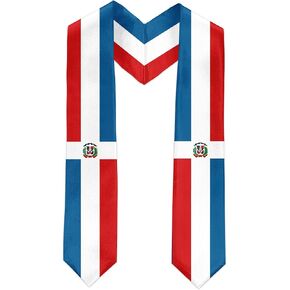 The Dominican Republic Flag International Graduate Satin Stole Scarf with National Flag Design, 72" Graduation Sash