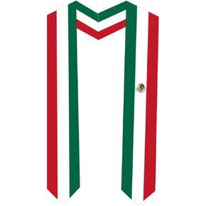 Mexico Flag Graduation Sash Satin Scarf 72" Stole for Abroad Student International Study Class