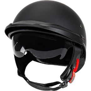 Cartman Motorcycle Open Face Helmet with Sun Visor Quick Release Buckle, Matte Black, DOT Approved