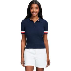 IZOD Women's Short Sleeve Sweater Performance Stretch Golf Collared Polo
