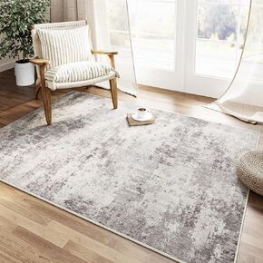 6x9 Washable Rugs Grey Blue Hallway Large Area Rug Indoor Accent Rug Abstract Non Slip Low Pile Carpet Distressed Throw Rug for Bedroom Living Room Office Dining Room Kitchen Laundry Room