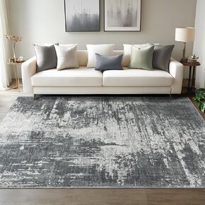 Merelax Entryway Washable Rugs 2x3 Grey Entrance Rug, Small Gray Entry Rug Low Pile Non Slip, Modern Abstract Area Rug for Kitchen Bathroom Bedroom, Front Door Indoor Door Mat, Boho Vintage Carpet
