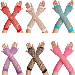 6 Pairs Long Fishnet Gloves Fingerless Arm Sleeves Scene Accessories For Women