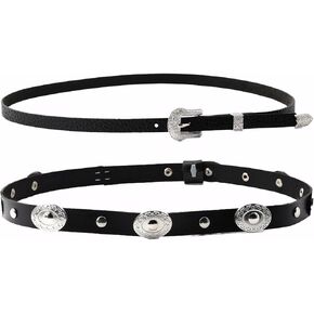2 PCS Western Hat Bands for Cowboy Hats,with Buckle Adjustable for Men and Women,Suitable for All Styles of Hats Black